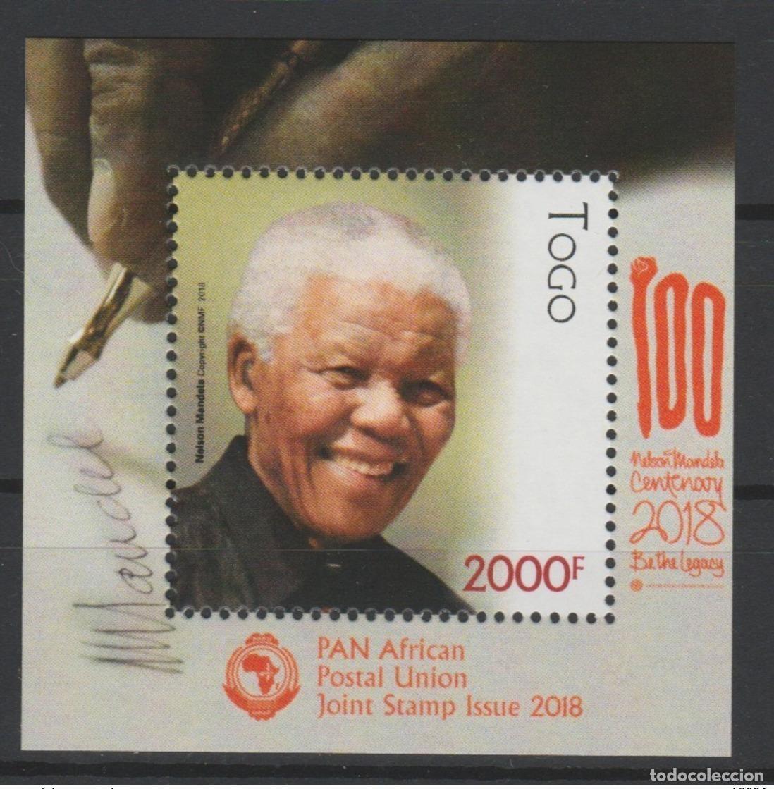 Sellos: Togo 2018 Mi.? Edici&oacute;n conjunta S/S El correo panafricano Nelson Mandela cumple 100 a&ntilde;os