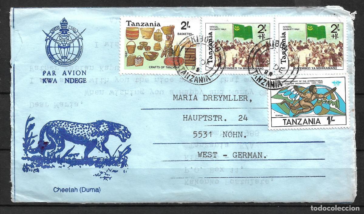 Sellos: tanzania 1987 sobre circulado alemania- 153/8
