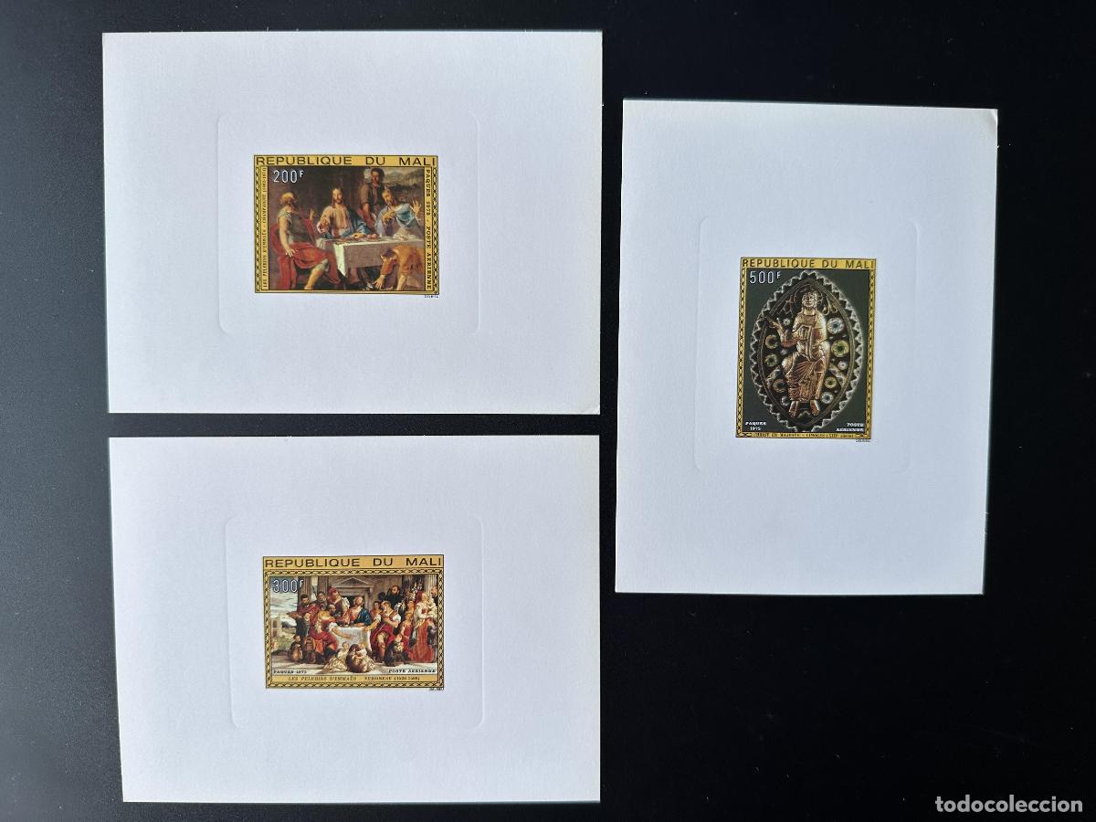 Timbres: Mali 1975 Mi. 473 - 475 a prueba de lujo Arte Pintura Art&iacute;stica Religiosa B&iacute;blica