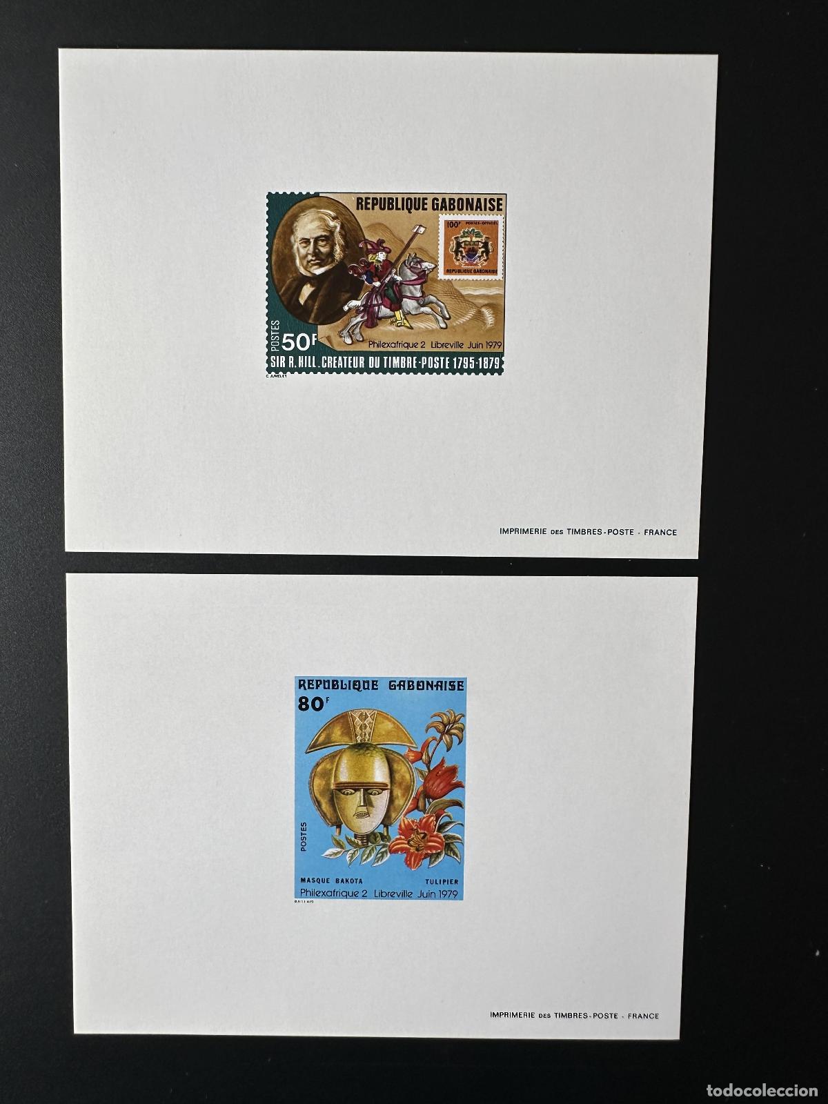 Sellos: Gab&oacute;n 1979 Mi. 699 - 700 m&aacute;scara Philexafrica Libreville Bakota para evento de lujo