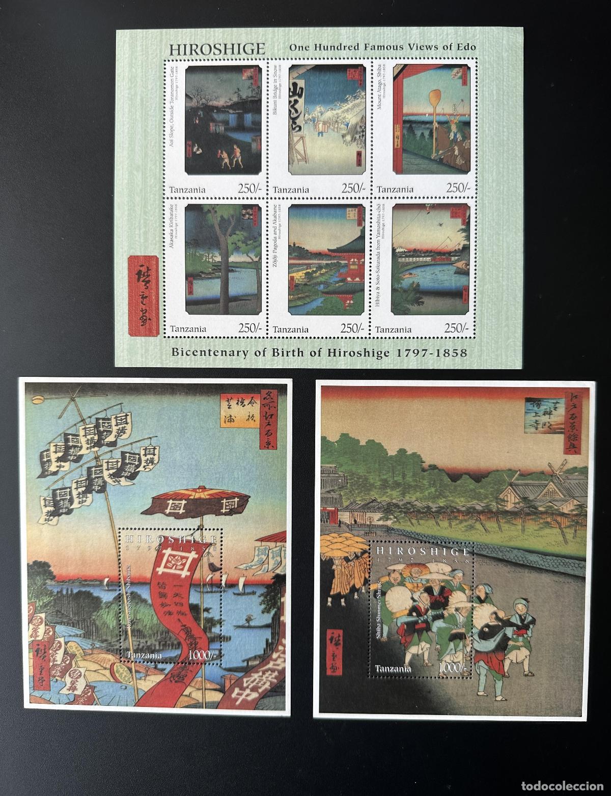 Sellos: Tanzania 1997 Mi. 2666 - 2671 Bl. 363 364 Arte impreso japon&eacute;s de Hiroshige