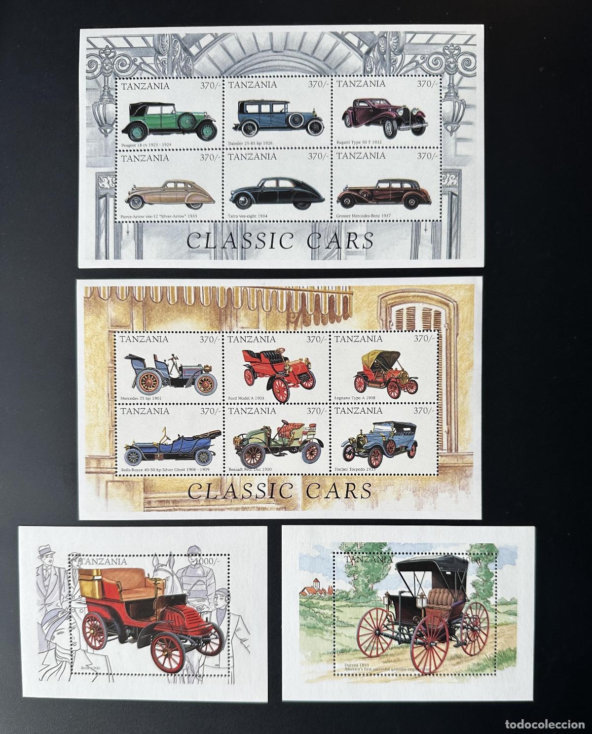 Sellos: Tanzania 1998 Mi. Bl. 2908 - 2919 Coches cl&aacute;sicos antiguos