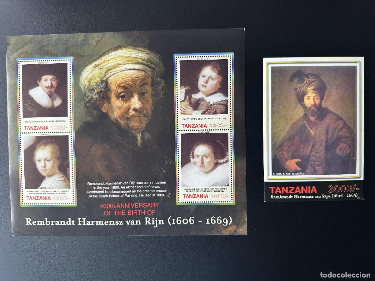 Sellos: Tanzania 2006 Mi. 4358-4362 Bl. 590 Rembrandt Pintura Arte Pinturas Retratos