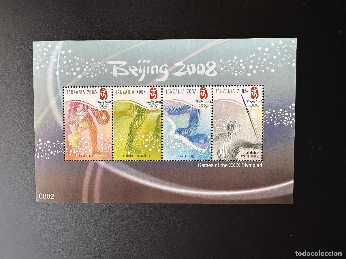 Sellos: Tanzania 2008 Mi. No. 4556 - 4559 Marat&oacute;n de baloncesto Beijing los Juegos Ol&iacute;mpicos