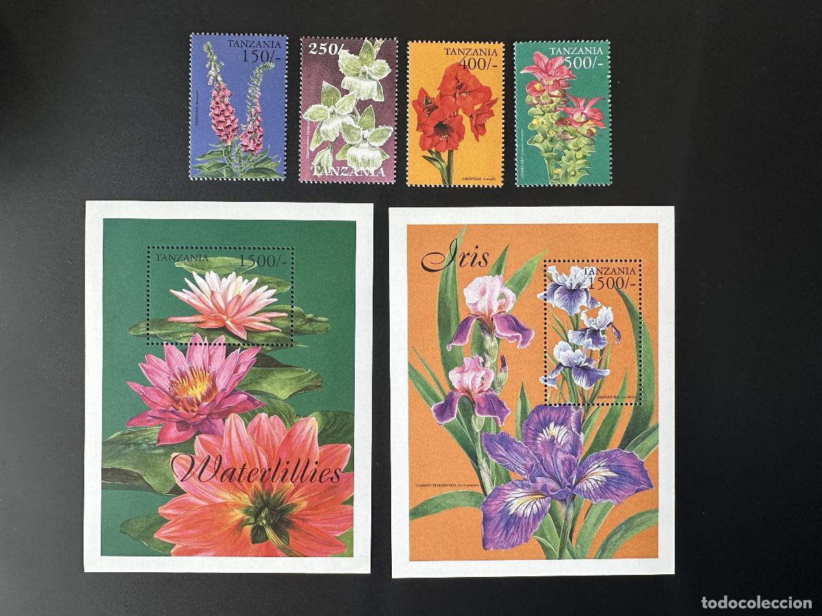 Sellos: Tanzania 1999 Mi. 3703-3706 Bl. 493-494 Flores Amaryllis Iris Nen&uacute;far