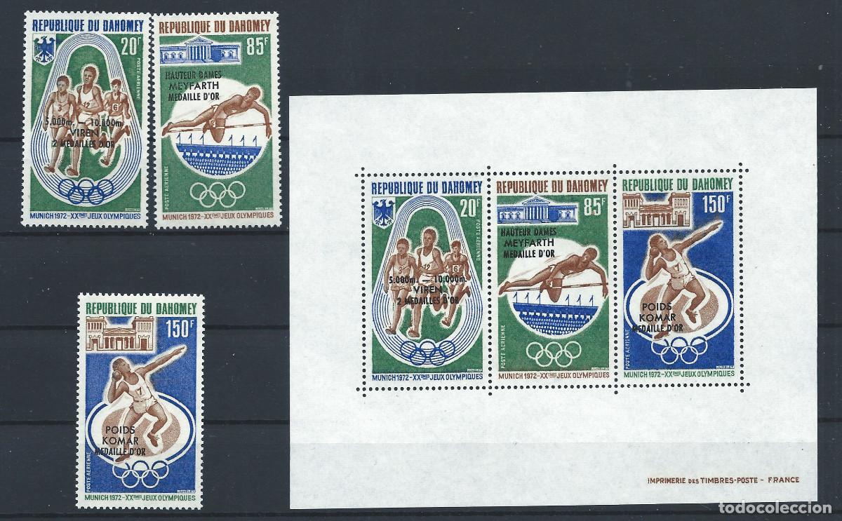 Sellos: Dahomey PA N&deg;180/82 + Bloc 20** (MNH) 1972 - J.O de Munich