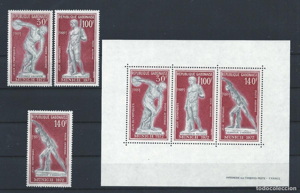Sellos: Gabon PA N&deg;129/31 + Bloc 21** (MNH) 1972 - J.O de Munich