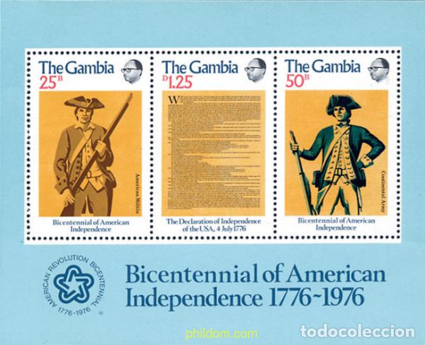 Sellos: 160392 MNH GAMBIA 1976 200 ANIVERSARIO DE LA INDEPENDENCIA DE ESTADOS UNIDOS