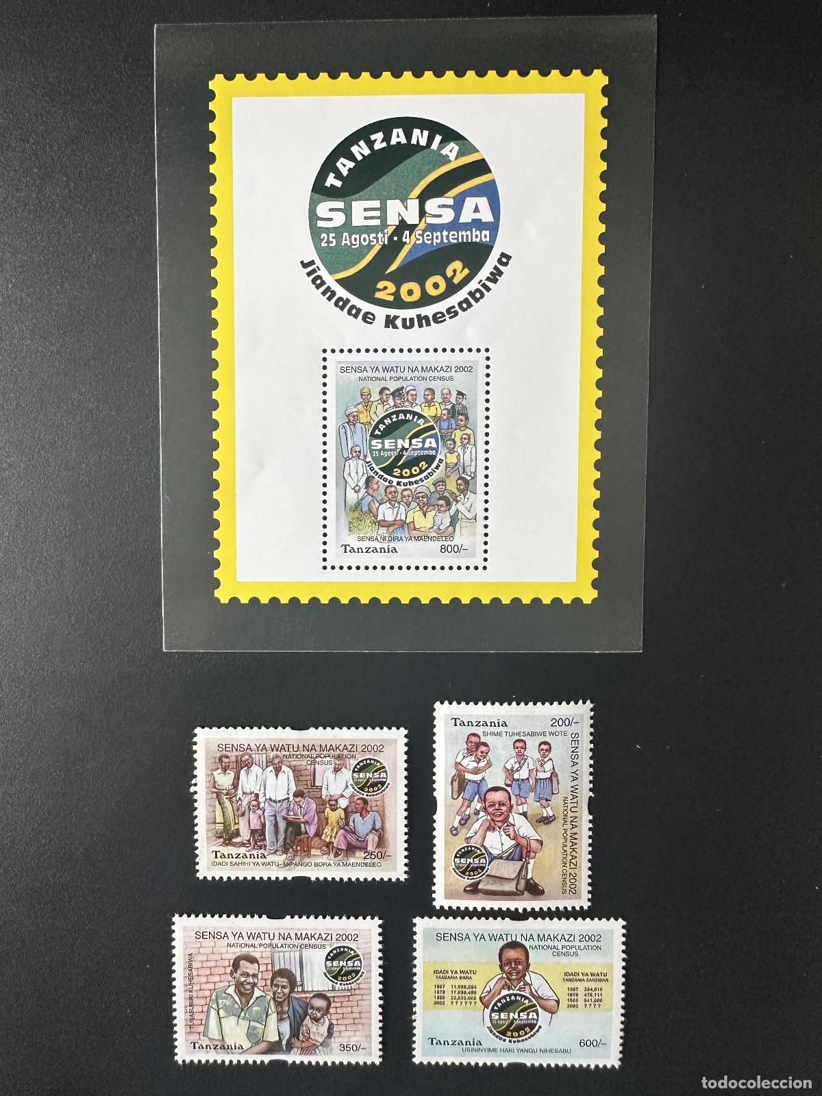 Timbres: Tanzania 2002 Mi. 4073 - 4076 Bl. 540 Censo Poblaci&oacute;n SENSA Demograf&iacute;a