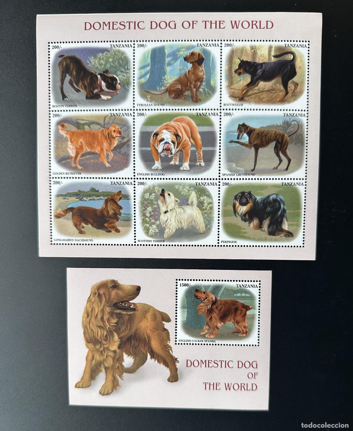 Sellos: Tanzania 1999 Mi. 3364-3372 Bl. 450 Boston Terrier Rottweiler Golden Dogs