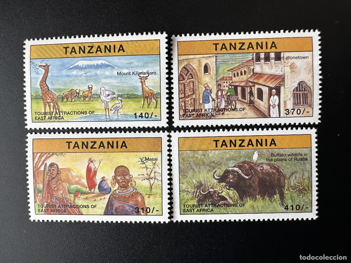 Sellos: Tanzania 1997 Mi. 2701-2704 Atracciones tur&iacute;sticas Kilimanjaro Zanzibar Masai