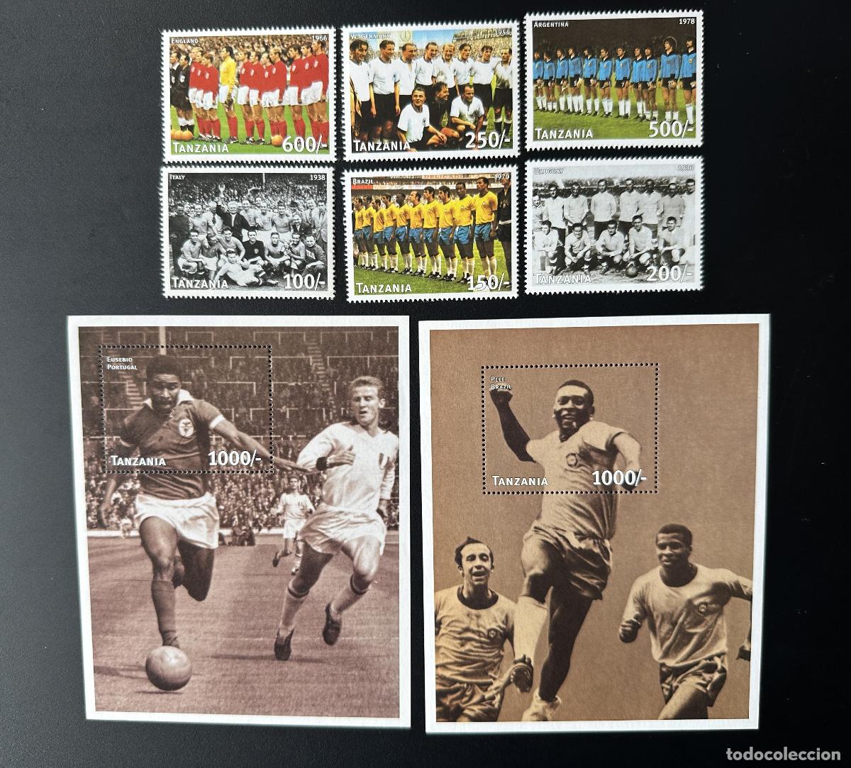 Sellos: Tanzania 1997 Mi. 2706-2711 Bl. 371-372 Leyendas de la Copa Mundial F&uacute;tbol Eus&eacute;bio