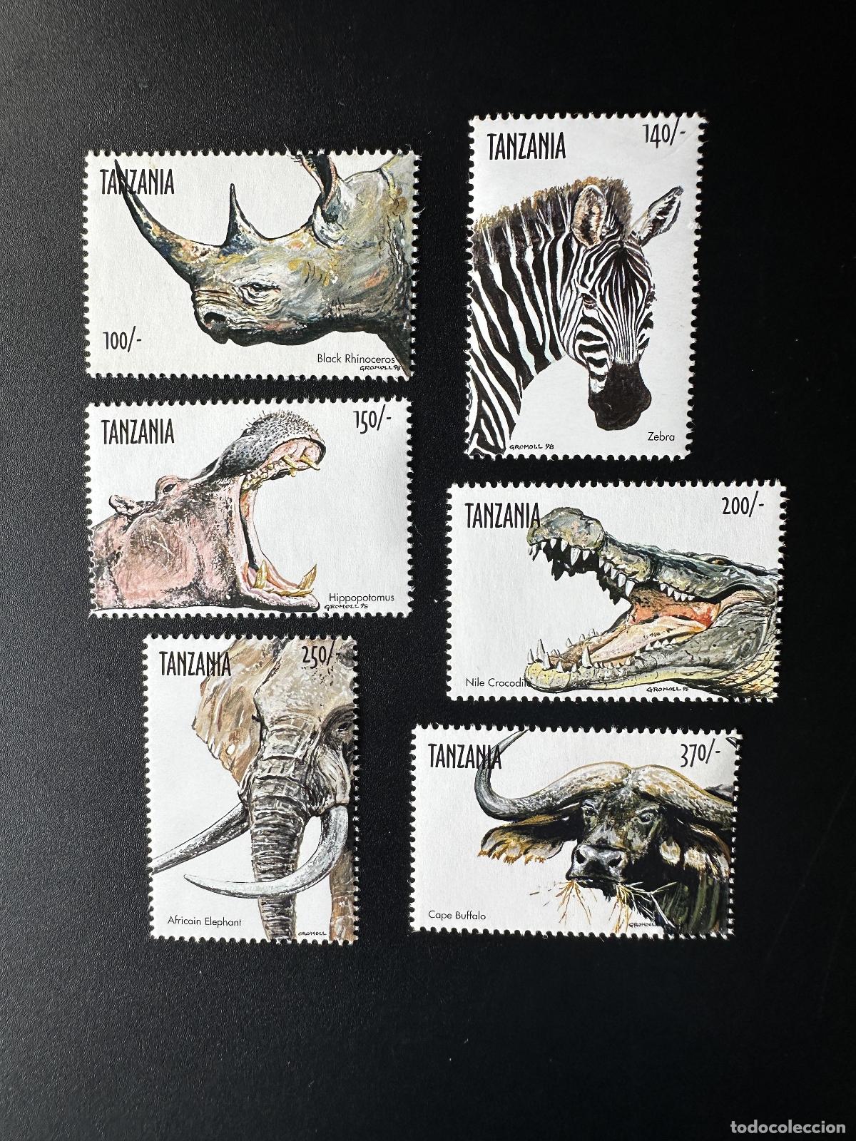 Sellos: Tanzania 1999 Mi. 3258 - 3263 Fauna silvestre africana Animales salvajes Rinoceronte cebra