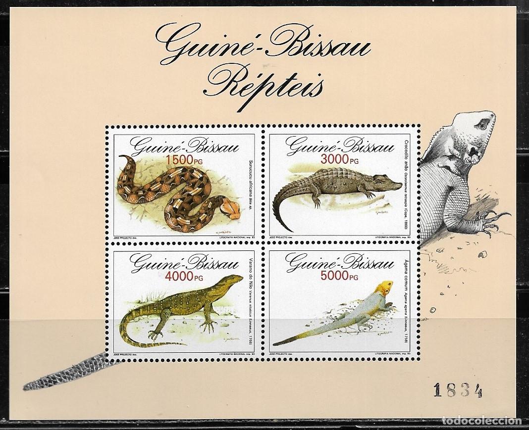 Sellos: GUINEA BISSAU 1993, HOJA BLOQUE Ivert 77 - FAUNA -REPTILES. MNH.