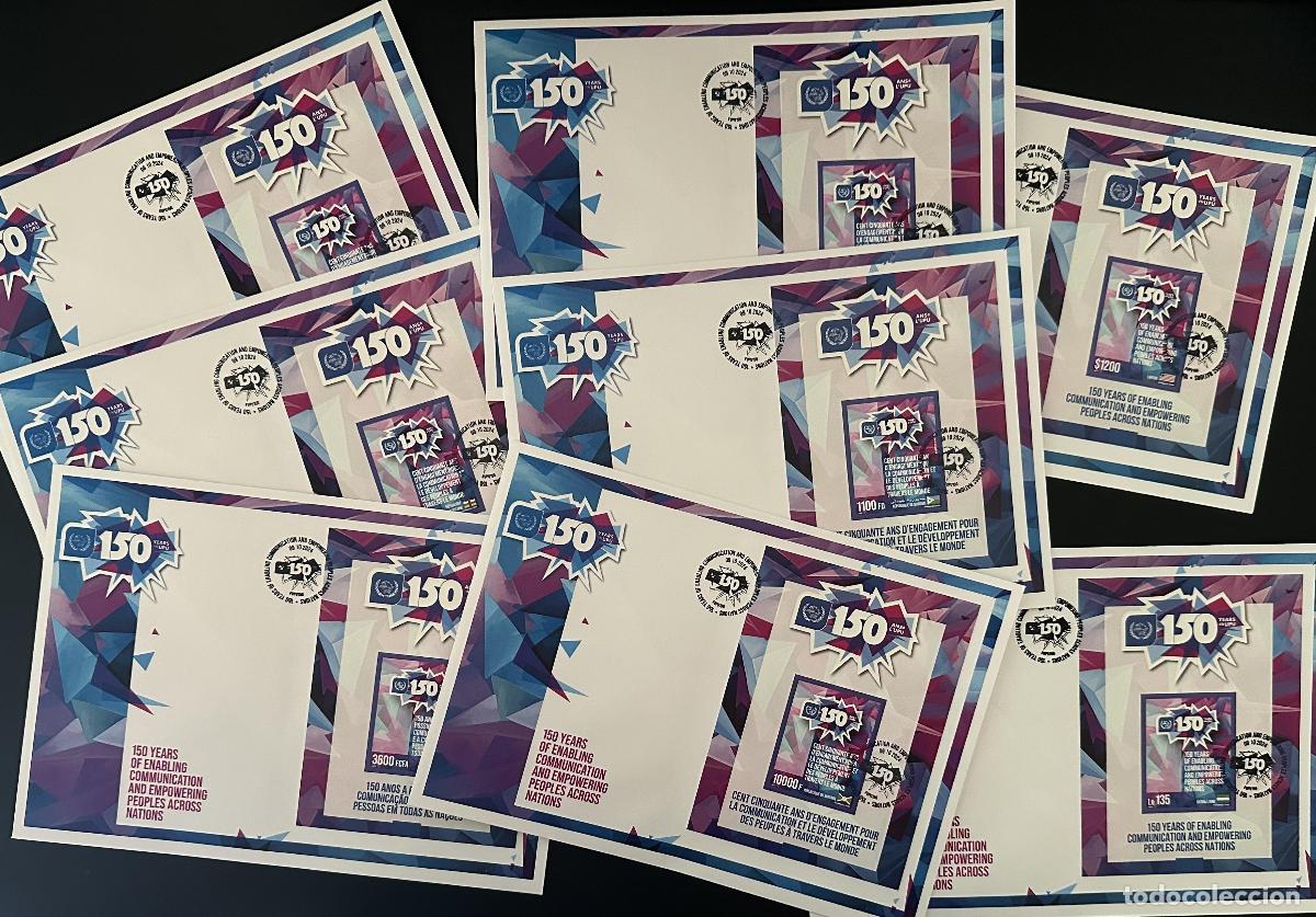 Sellos: 2024 8 pa&iacute;ses S/S IMPERF FDC Conjunto 150 a&ntilde;os UPU Uni&oacute;n Postal Universal