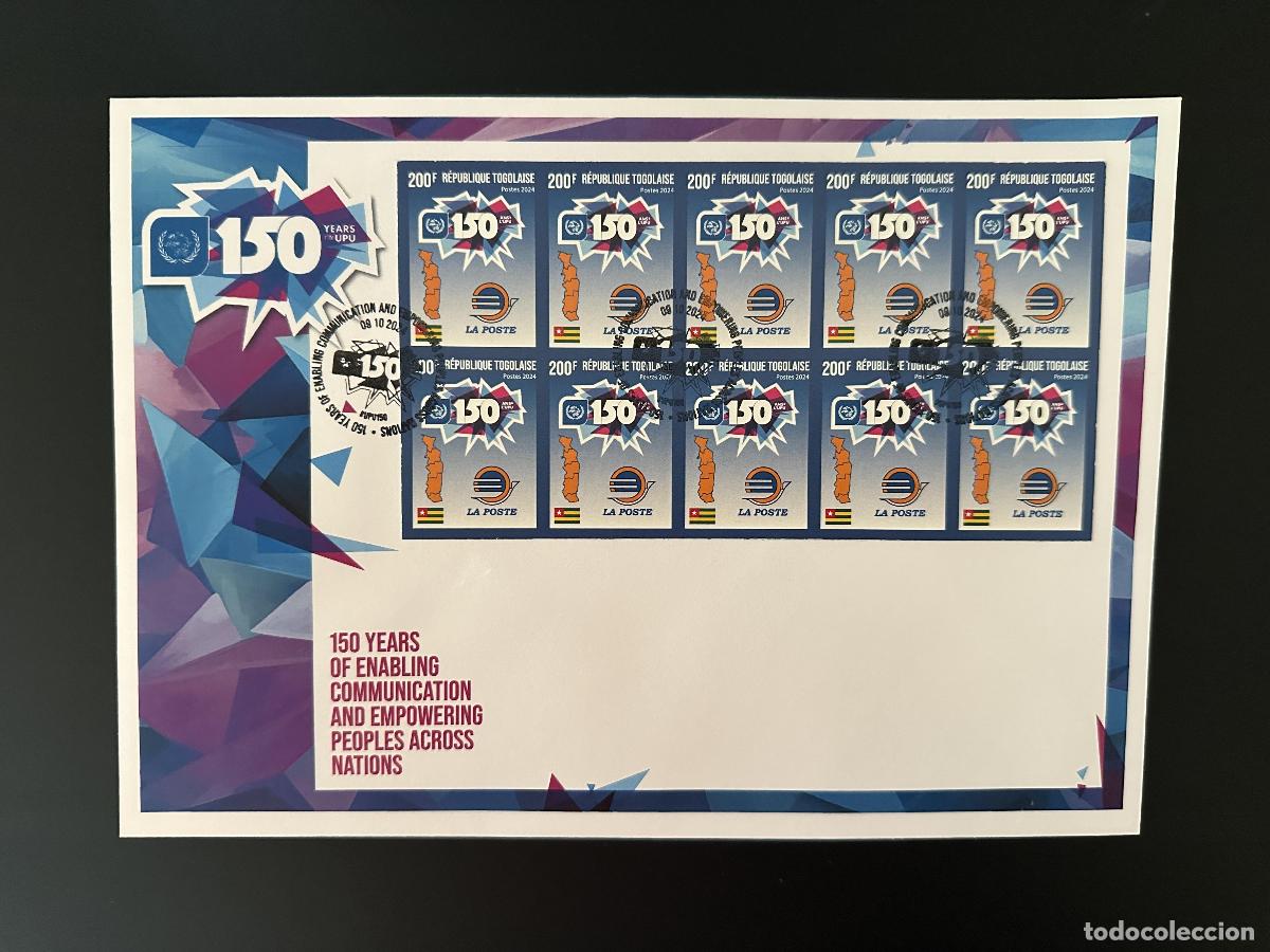 Sellos: Togo 2024 Mi.? M/S IMPERF FDC Edici&oacute;n conjunta 150 a&ntilde;os UPU Uni&oacute;n Postal Universal