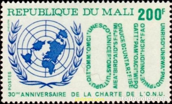 Sellos: 192625 MNH MALI 1975 30 ANIVERSARIO DE LA CARTA DE LAS NACIONES UNIDAS