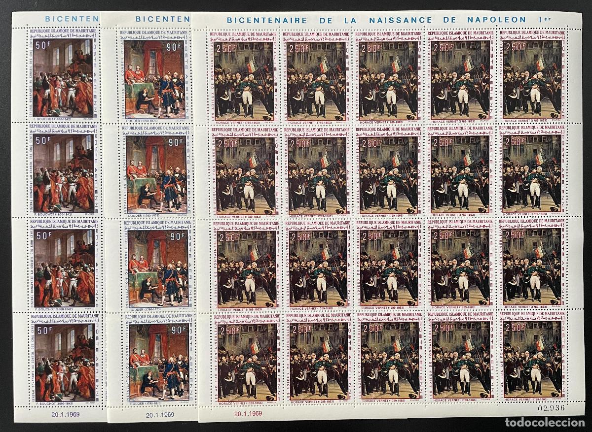 Sellos: Mauritania 1969 Mi. 360 - 362 placa bicentenario nacimiento Napole&oacute;n Bonaparte