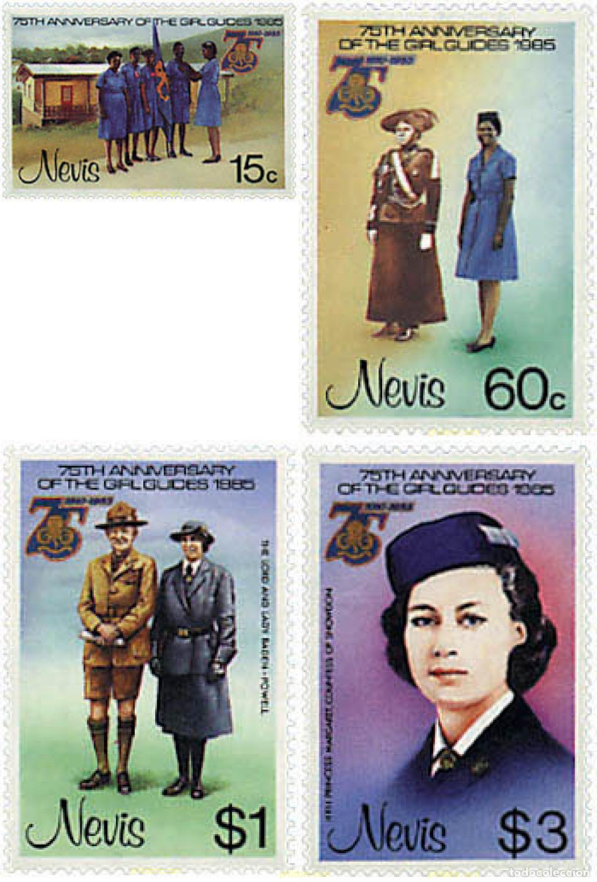 Sellos: 38716 MNH NEVIS 1985 75 ANIVERSARIO DEL ESCULTISMO FEMENINO