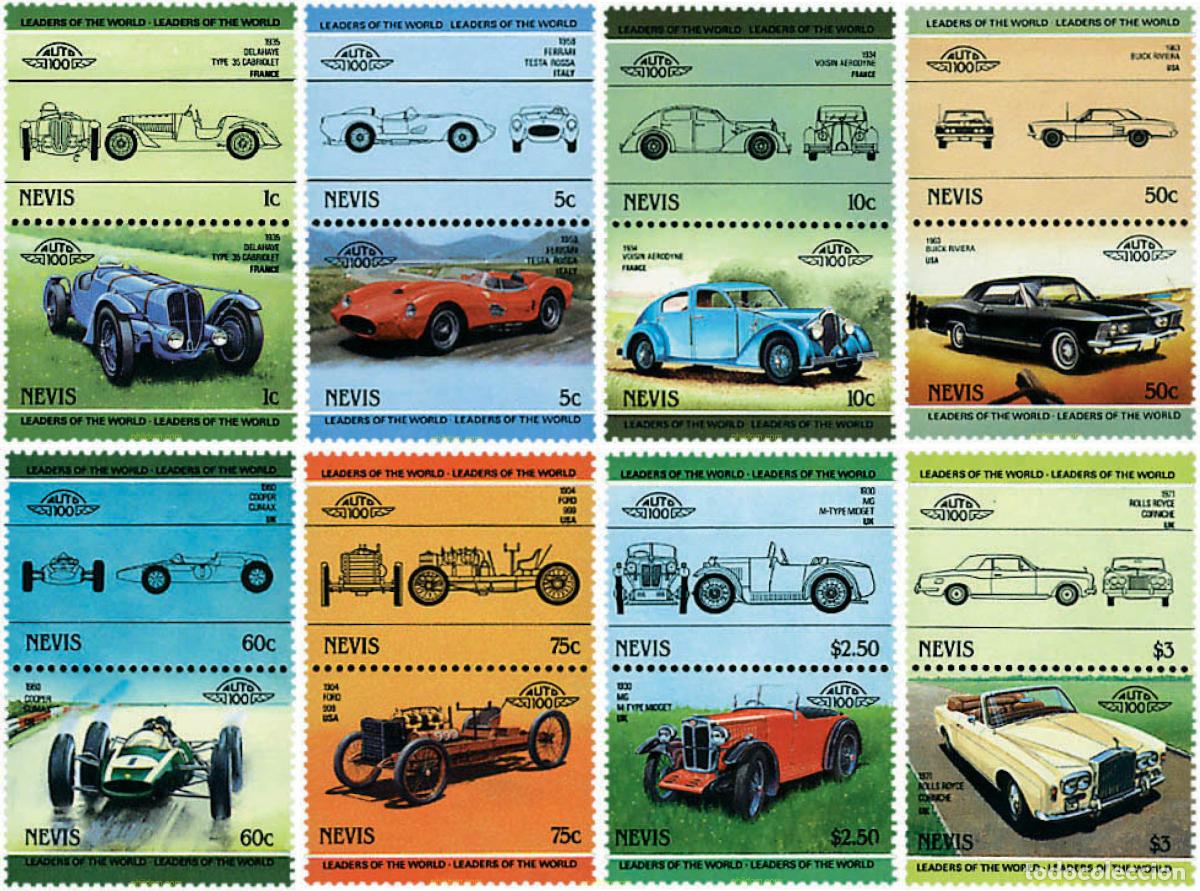 Sellos: 6835 MNH NEVIS 1985 AUTOMOVILES