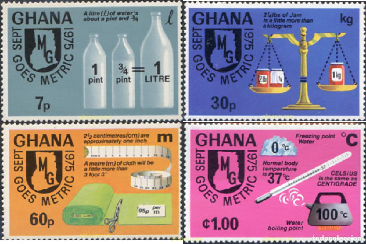 Sellos: 87146 MNH GHANA 1976 ADOPCION DEL SISTEMA METRICO
