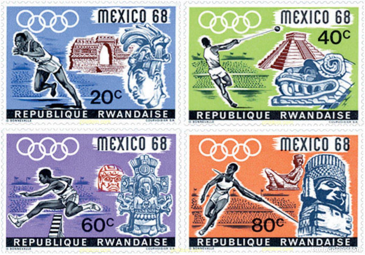 Sellos: 229613 HINGED RUANDA 1968 19 JUEGOS OLIMPICOS VERANO MEXICO 1968
