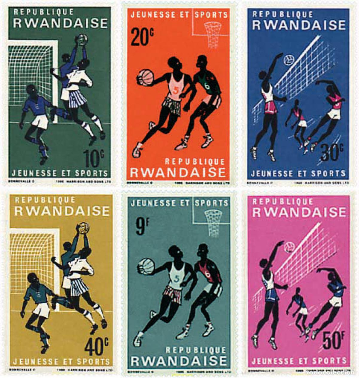 Sellos: 229618 HINGED RUANDA 1966 JUVENTUD Y DEPORTE