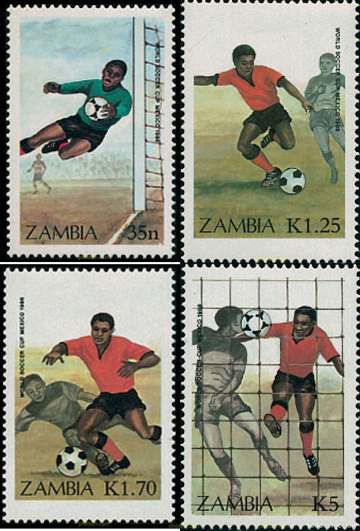 Sellos: 34257 MNH ZAMBIA 1986 COPA DEL MUNDO DE FUTBOL. MEXICO-86