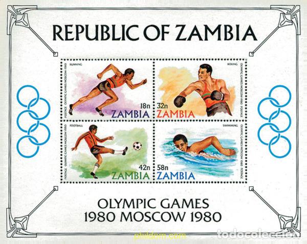 Sellos: 34243 MNH ZAMBIA 1980 22 JUEGOS OLIMPICOS VERANO MOSCU 1980