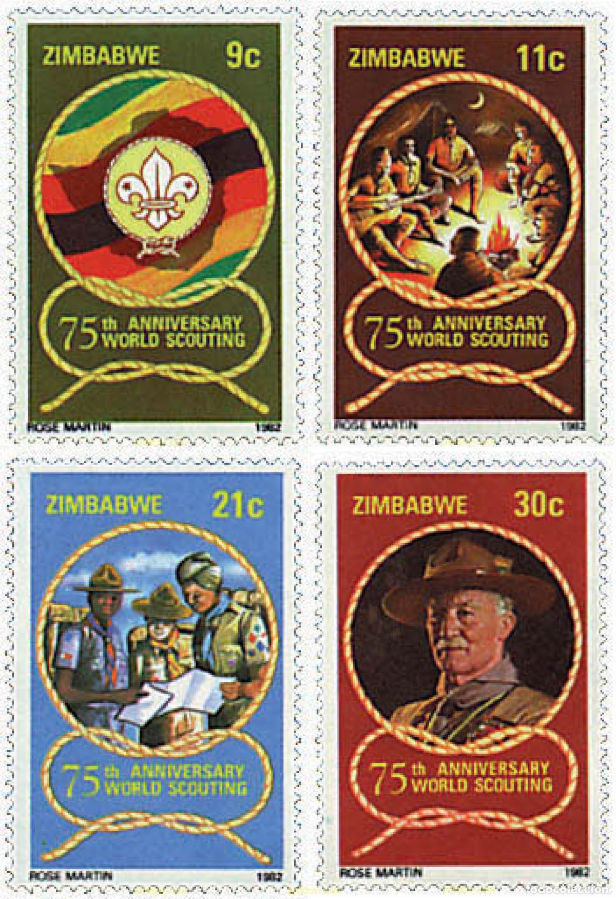 Sellos: 38707 MNH ZIMBABUE 1982 75 ANIVERSARIO DEL ESCULTISMO