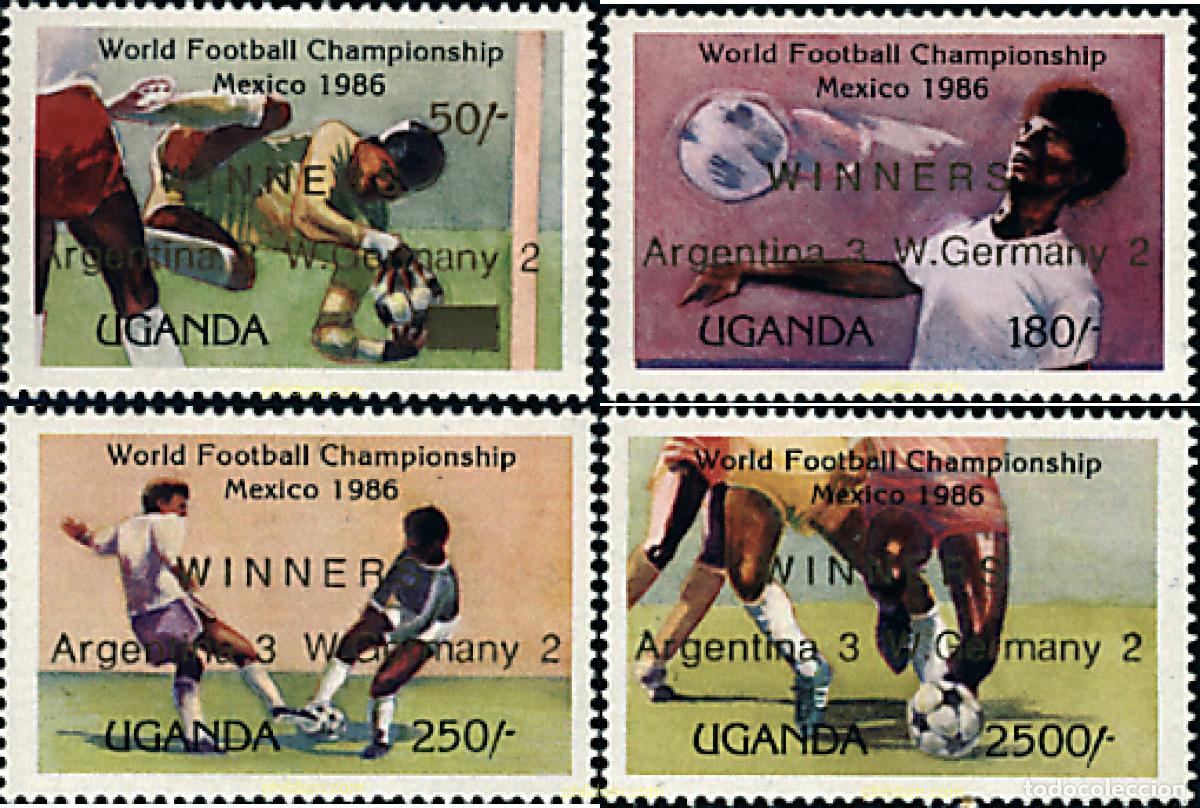 Stamps: 40217 MNH UGANDA 1986 COPA DEL MUNDO DE FUTBOL. MEXICO-86. VENCEDORES