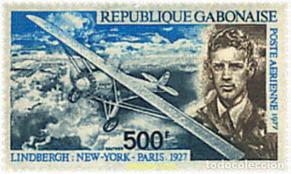 Sellos: 72915 MNH GABON 1977 50 ANIVERSARIO DE LA TRAVESIA DEL ATLANTICO NORTE