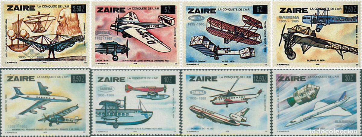 Sellos: 79720 MNH ZAIRE 1985 50 ANIVERSARIO DEL SERVICIO AEREO REGULAR BRUSELAS-KINSHASA