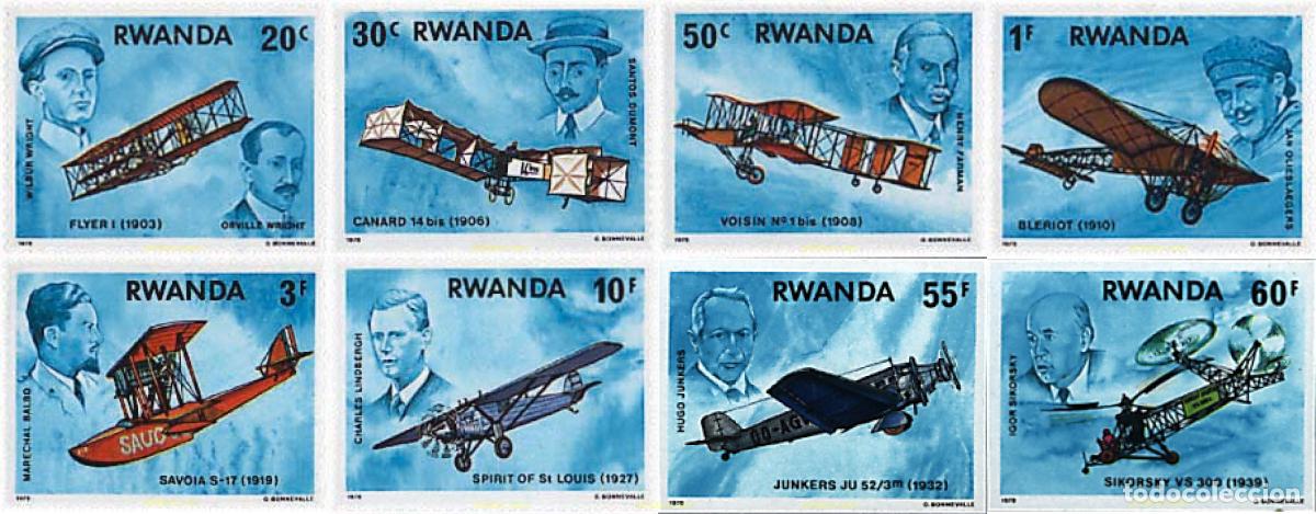 Sellos: 56535 MNH RUANDA 1978 PIONEROS DE LA AVIACION