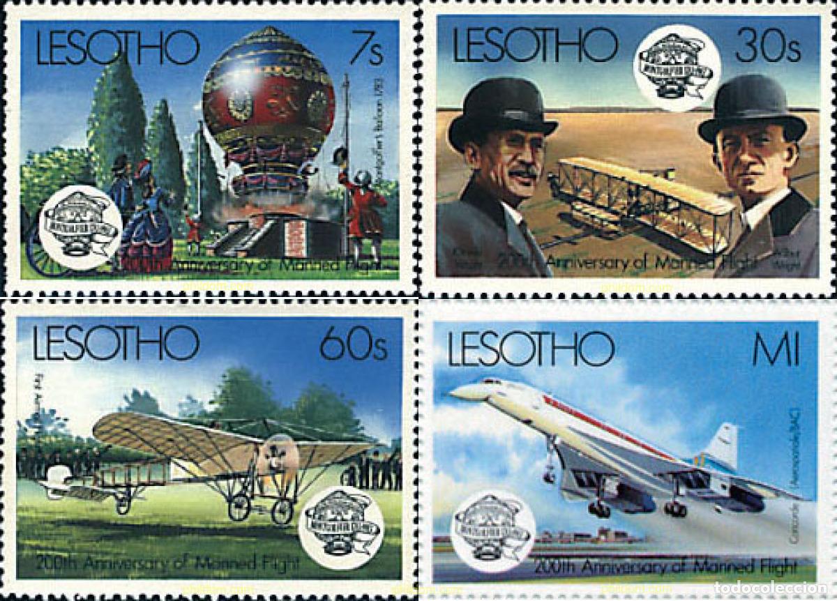 Sellos: 71047 MNH LESOTHO 1983 PIONEROS DE LA AVIACION