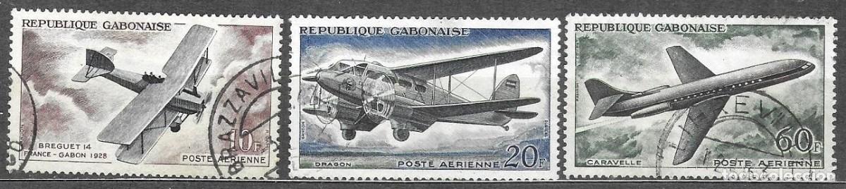 Sellos: SELLOS USADOS DE GABON 1962, CORREO AEREO YT 7/ 9