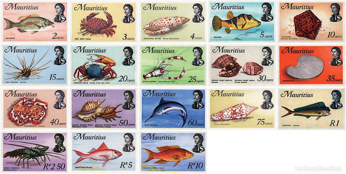 Sellos: 52838 MNH MAURICIO 1969 FAUNA MARINA