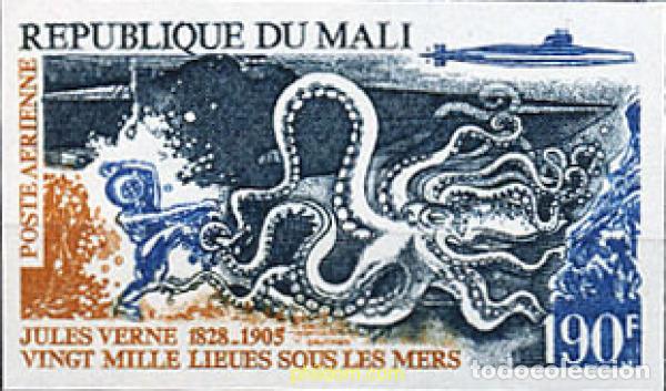 Sellos: 221220 MNH MALI 1975 70 ANIVERSARIO DE LA MUERTE DE JULIO VERNE
