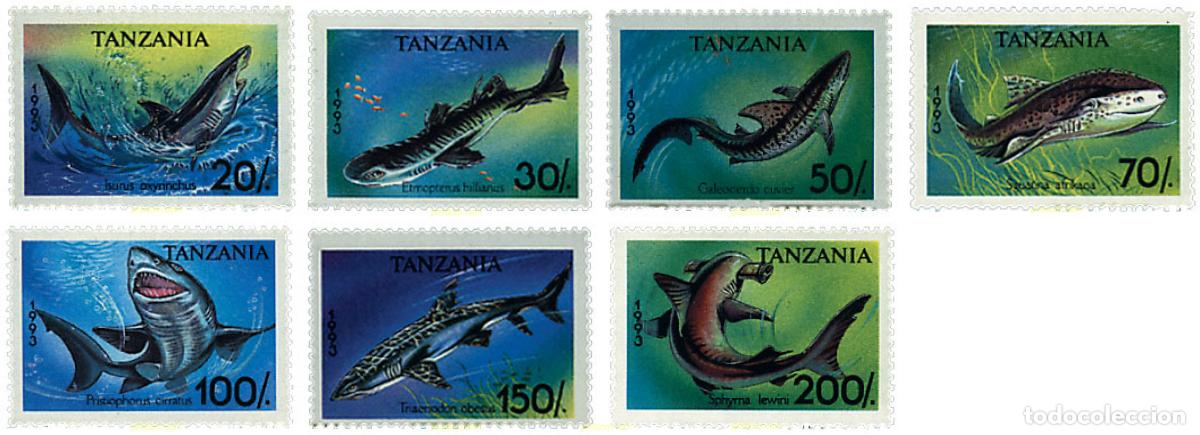 Sellos: 69705 MNH TANZANIA 1993 FAUNA MARINA. TIBURONES