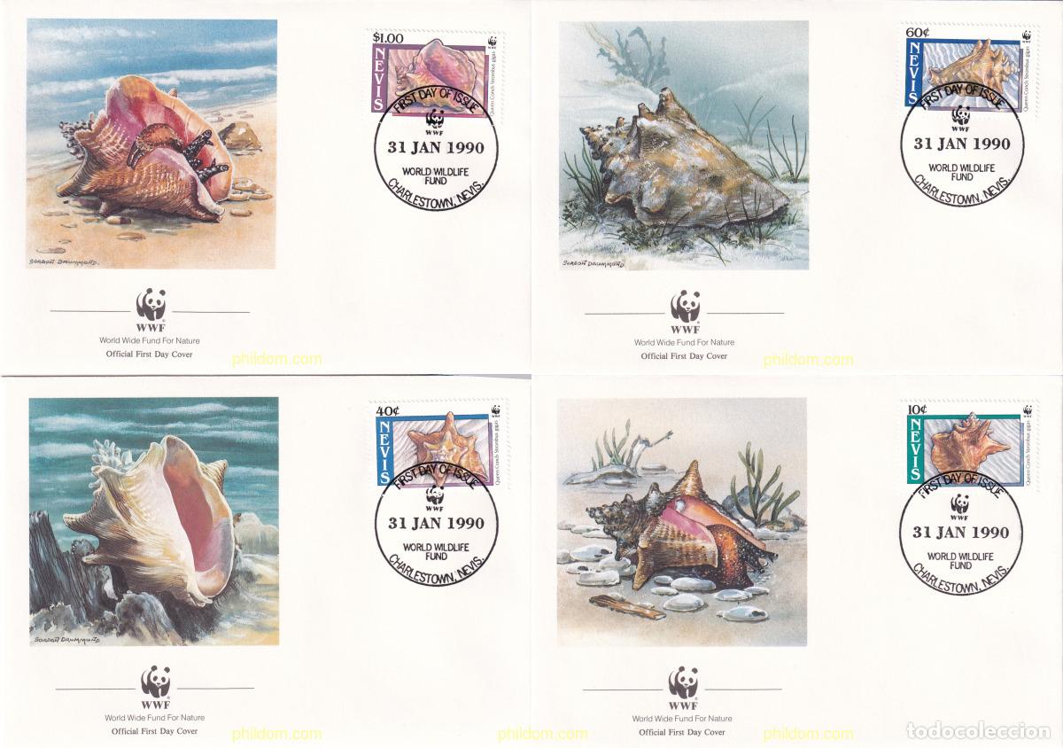 Sellos: 23146 MNH NEVIS 1990 CARACOL ROSADO