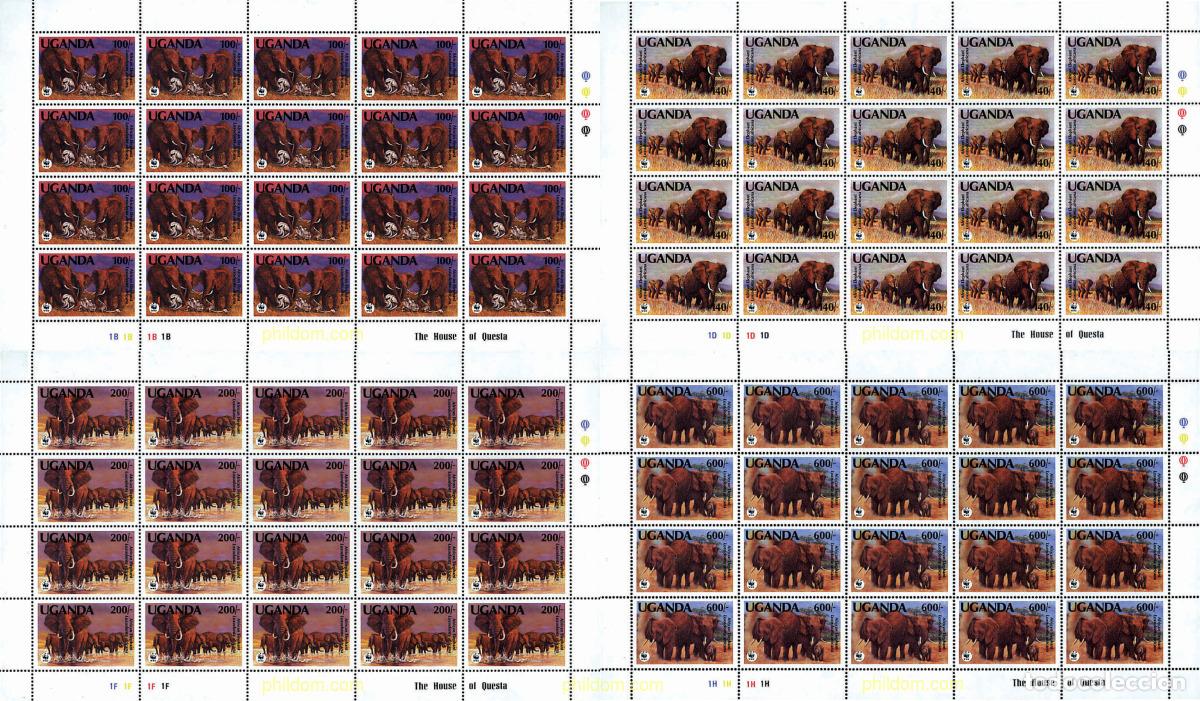 Sellos: 12803 MNH UGANDA 1991 ELEFANTE AFRICANO