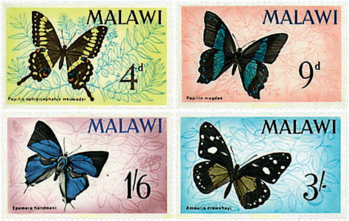 Sellos: 76343 MNH MALAWI 1966 MARIPOSAS
