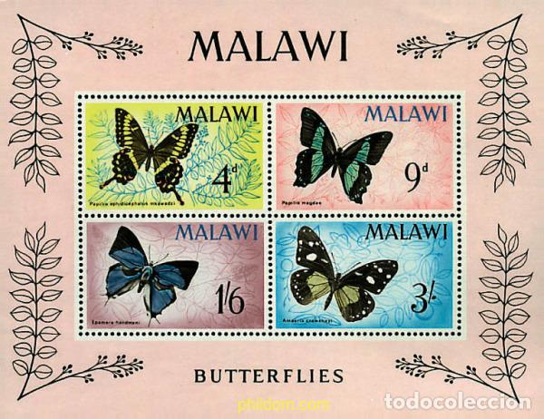 Sellos: 76344 MNH MALAWI 1966 MARIPOSAS