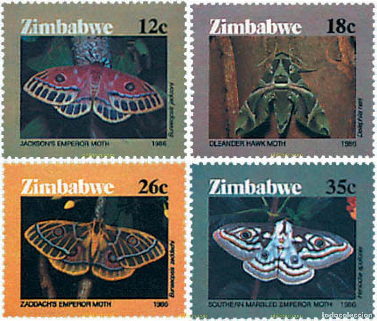 Sellos: 78096 MNH ZIMBABUE 1986 MARIPOSAS NOCTURNAS