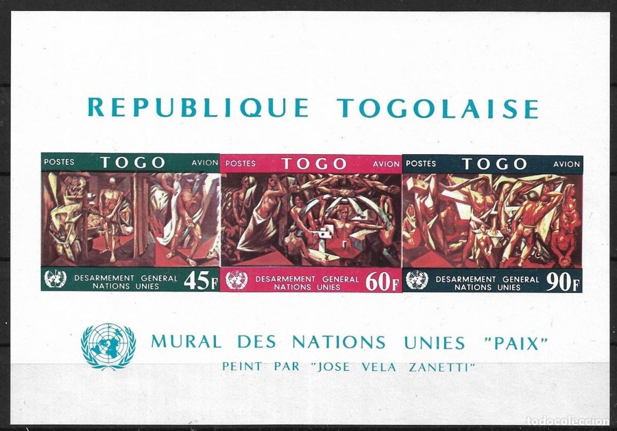Stamps: TOGO 1967 SHEET MNH MURAL DE LAS NACIONES UNIDAS JOSE VELA ZANETTI ARTE PINTURAS ART PAINTINGS