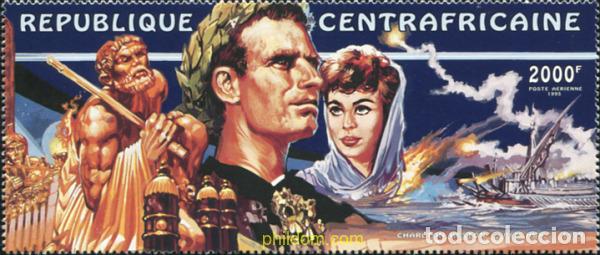 Sellos: 587589 MNH CENTROAFRICANA 1995 CENTENARIO DEL CINE. CHARLTON HESTON