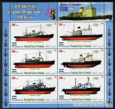 Timbres: SOMALIA 2010 SHEET MNH ICEBREAKERS SHIPS BARCOS ROMPEHIELOS BRISE-GLACES JUEGOS OLIMPICOS DEPORTES