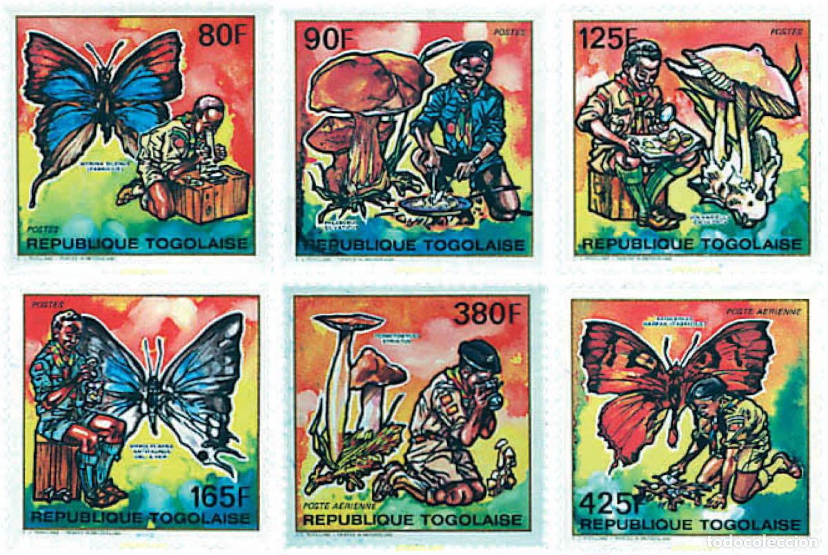Sellos: 77022 MNH TOGO 1990 ESCULTISMO. SETAS Y MARIPOSAS