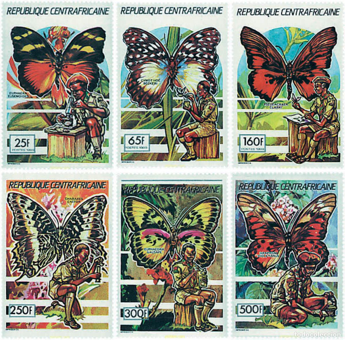 Sellos: 94236 MNH CENTROAFRICANA 1990 MARIPOSAS Y ESCULTISMO