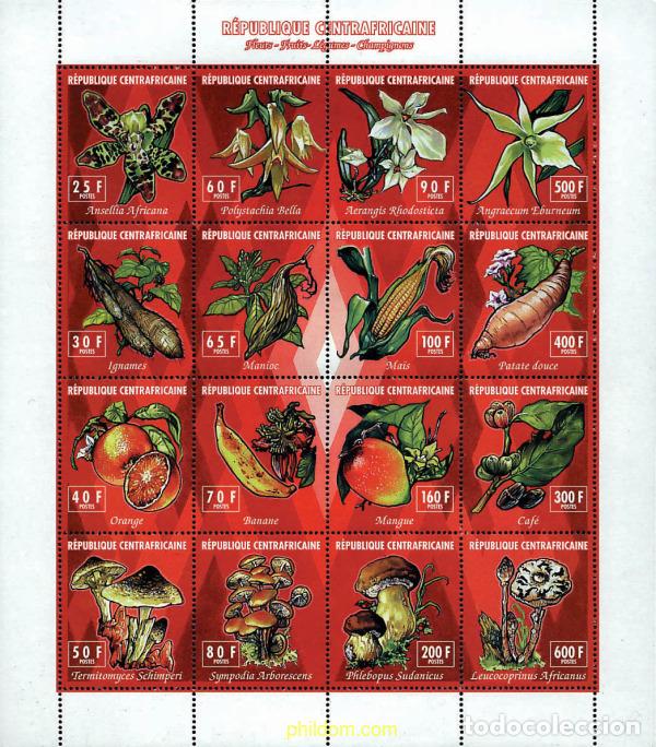 Sellos: 280695 MNH CENTROAFRICANA 1994 ORQUIDEAS, FRUTOS Y SETAS
